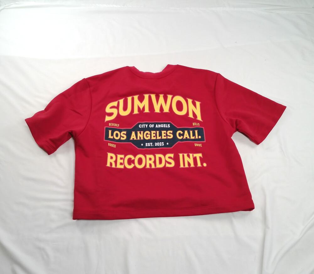 SUMWON Los Angeles Cali Records Int Graphic Cropped Boxy Tee Pink XS
